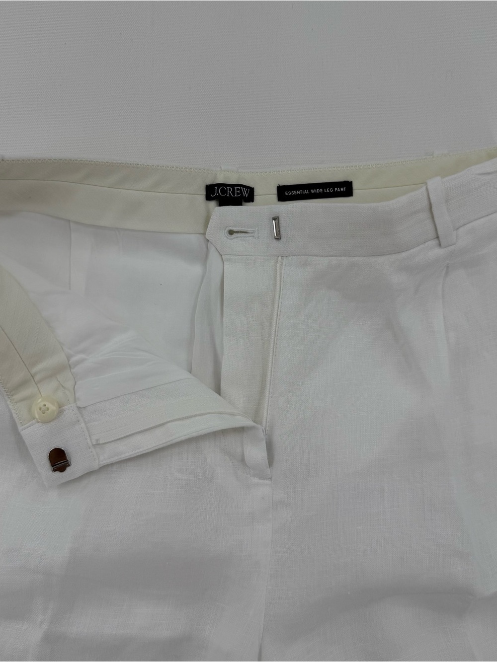 J. Crew Essential Wide Leg Linen Pants White Size 6 High Rise Summer Resort - Picture 13 of 16